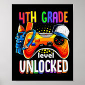 Gamer Ck To School Gamepad 4th Fourth Grade Level Poster (Voorkant)