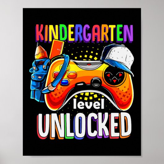 Gamer Ck To School Gamepad Kindergarten Level Unlo Poster (Voorkant)