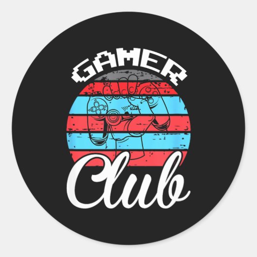 Gamer Club Funny Gaming Quotes Gift For Players  Ronde Sticker (Voorkant)