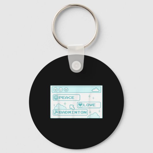 Gamer Computer Geek PC Nerd Cool Peace Love Badmin Sleutelhanger (Voorkant)