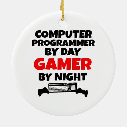 Gamer computer programmeur keramisch ornament (Achterkant)