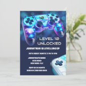 Gamer console neon verlichting jongens gaming part kaart (Staand voorkant)