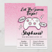 Gamer Controller Girly Pink Glitter 13e verjaardag Kaart (Voorkant / Achterkant)