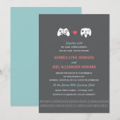 Gamer Controller Love Wedding Invites - Rood & gri Kaart (Voorkant / Achterkant)