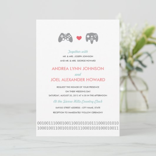 Gamer Controller Love Wedding Kaart (Staand voorkant)