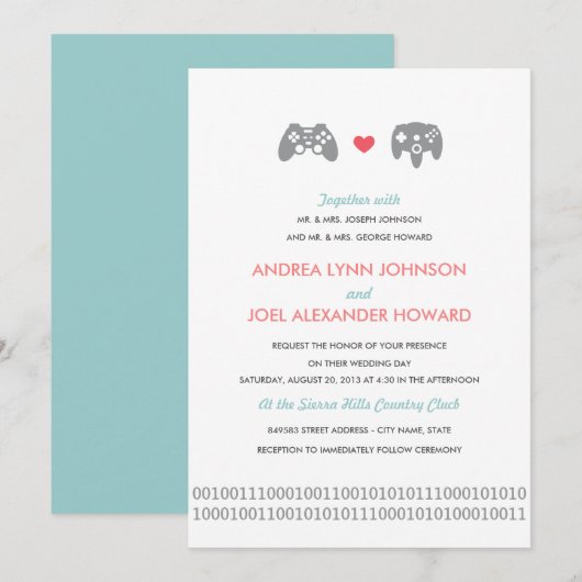 Gamer Controller Love Wedding Kaart (Voorkant / Achterkant)