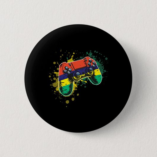 Gamer Controller Met Mauritius Vlag  Ronde Button 5,7 Cm (Voorkant)