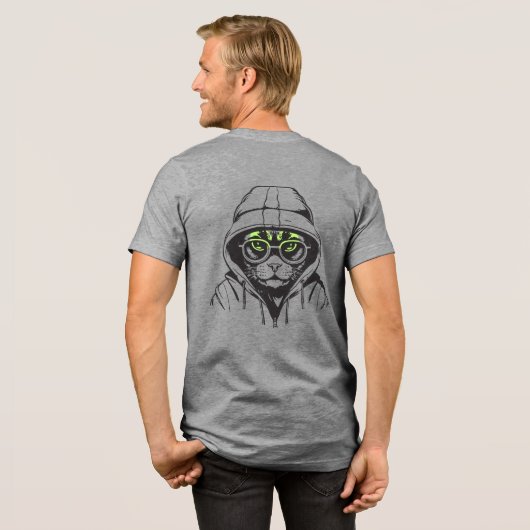 Gamer Cool Cat Tri-Blend Shirt (Voorkant)
