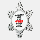 Gamer Cross Country Runner Tin Sneeuwvlok Ornament (Rechts)