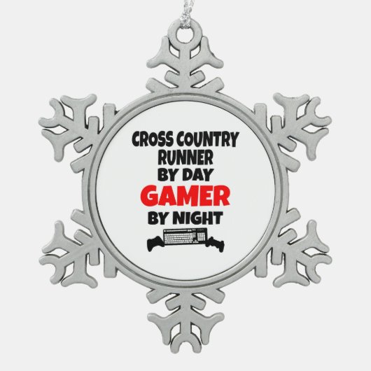 Gamer Cross Country Runner Tin Sneeuwvlok Ornament (Voorkant)