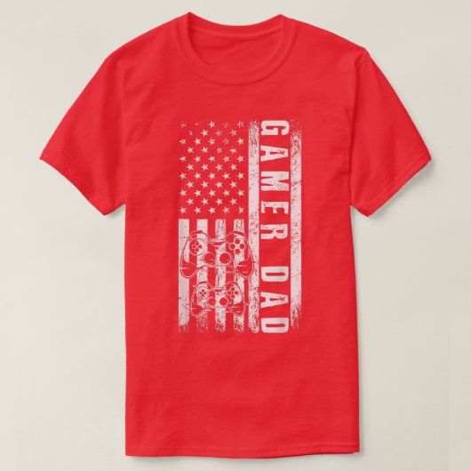 Gamer DAD American Flag Funny Video Gaming Father' T-shirt (Design voorkant)
