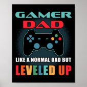 Gamer Dad Gift Normal Dad Leveled Up Fathers Day Poster (Voorkant)