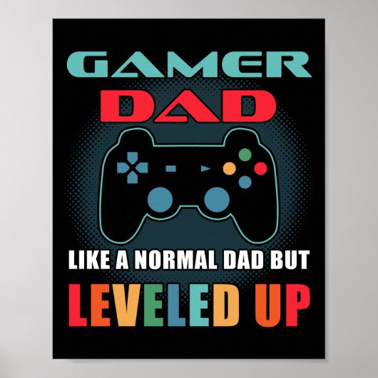 Gamer Dad Gift Normal Dad Leveled Up Fathers Day Poster (Voorkant)