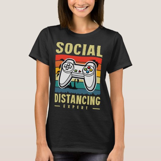 Gamer Dad Social Distancing Expert Retro Esports T-shirt (Voorkant)