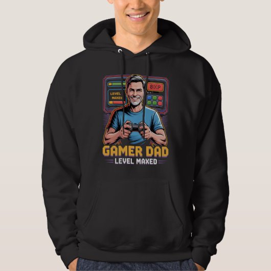 Gamer Dad T-shirt Level Max voor videogameliefhebb (Voorkant)