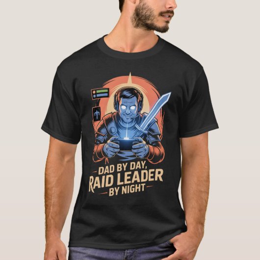 Gamer dad tshirt Dad by Day Raid Leader by Night (Voorkant)
