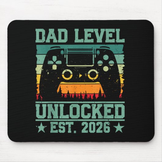 Gamer Daddy Dad Level Ontgrendeld Est 2026 Grappig Muismat (Voorkant)