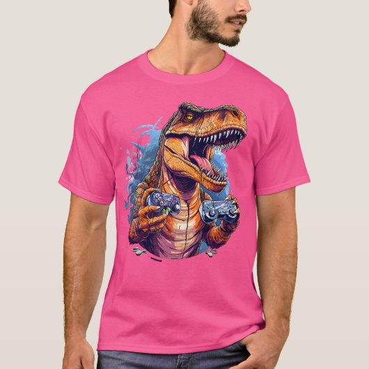 Gamer Dinosaur T Rex Esthetische Dinosaurus Spelen T-shirt (Voorkant)