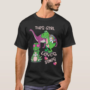 Gamer Dinosaurions Cute Design Dit meisje houdt va T-shirt