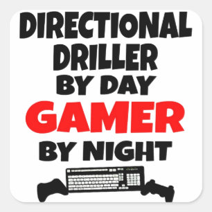 Gamer Directional Driller Vierkante Sticker