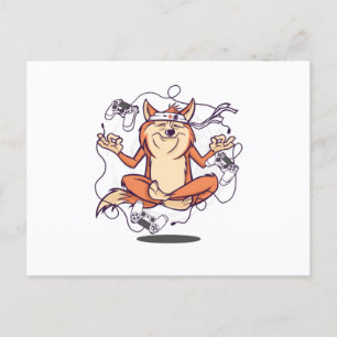 Gamer dog meditatie briefkaart