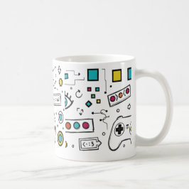 Gamer Doodle Art Cool Tech Gaming Patroon  Koffiemok