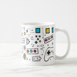 Gamer Doodle Art Cool Tech Gaming Patroon Koffiemok