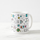 Gamer Doodle Art Cool Tech  Gaming Pattern  Koffiemok (Voorkant rechts)