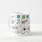 Gamer Doodle Art Cool Tech  Gaming Pattern  Koffiemok (Voorkant links)
