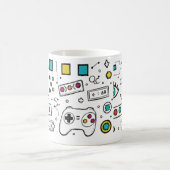 Gamer Doodle Art Cool Tech  Gaming Pattern  Koffiemok (Center)