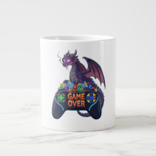 Gamer Draak Bewaakt RPG Dobbelstenen Schat bij "Ga Grote Koffiekop