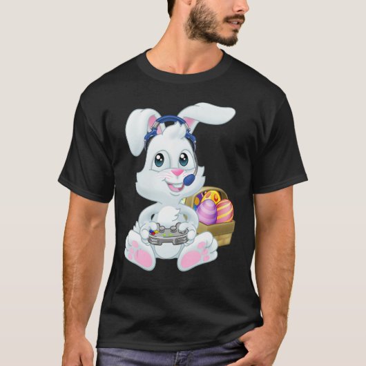 Gamer Easter Bunny Rabbit Video Game Player with C T-shirt (Voorkant)
