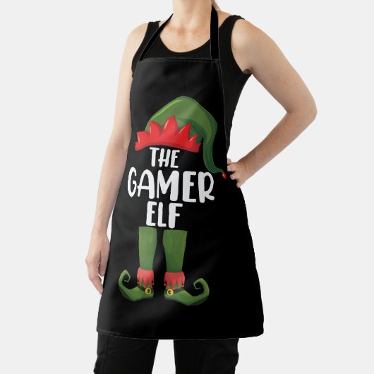 Gamer Elf Bijpassende Familie Kerstmis Gamer Schort (Insitu)