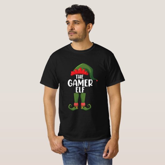 Gamer Elf Bijpassende Familie Kerstmis Gamer T-shirt (Voorkant volledig)
