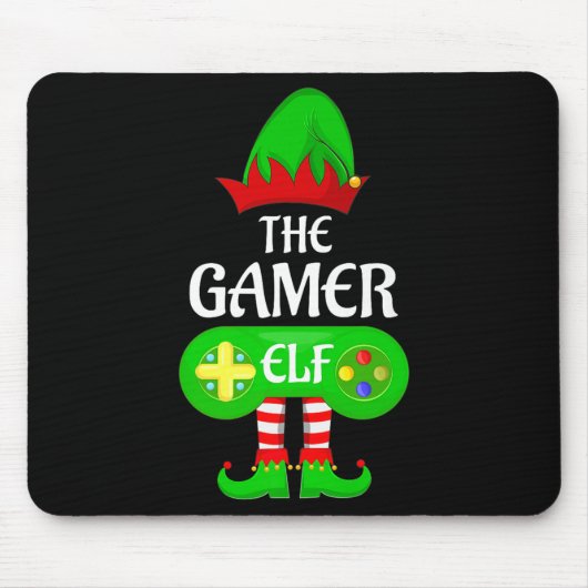 Gamer Elf Christmas Family Video Gaming Elf Squad Muismat (Voorkant)