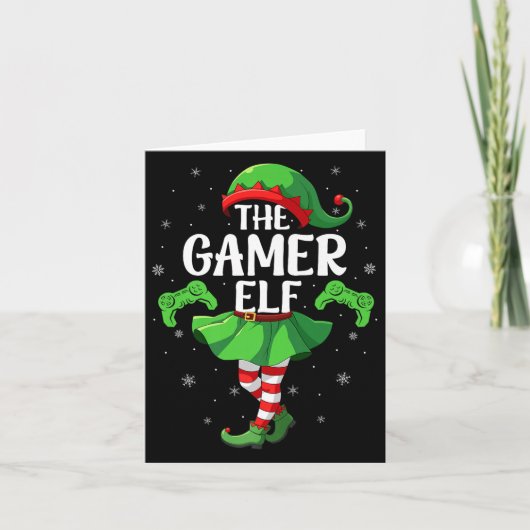 Gamer Elf Christmas Girls Women Elf Squad Xmas Fam Kaart (Voorkant)