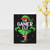 Gamer Elf Christmas Girls Women Elf Squad Xmas Fam Kaart (Gele Bloem)