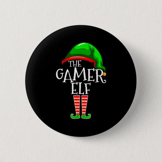 Gamer Elf Family Matching Group Christmas Video Ga Ronde Button 5,7 Cm (Voorkant)