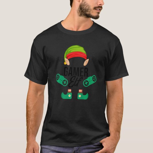 Gamer Elf Gaming Controller Video Game Player Cons T-shirt (Voorkant)