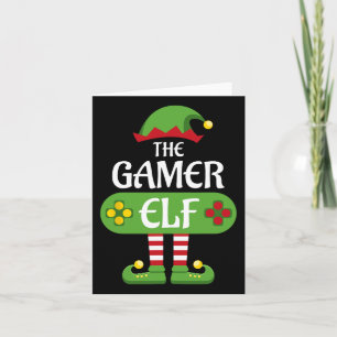 Gamer Elf-kerstgroep familie Kaart