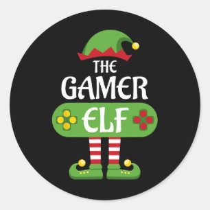Gamer Elf-kerstgroep familie Ronde Sticker