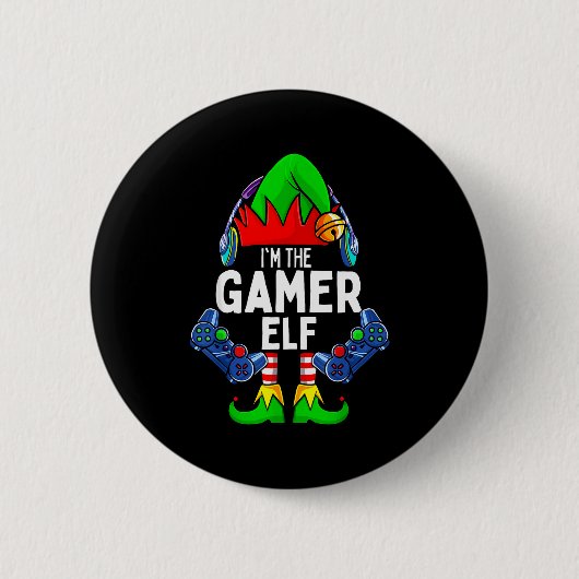 Gamer Elf Matching Family Christmas Ronde Button 5,7 Cm (Voorkant)