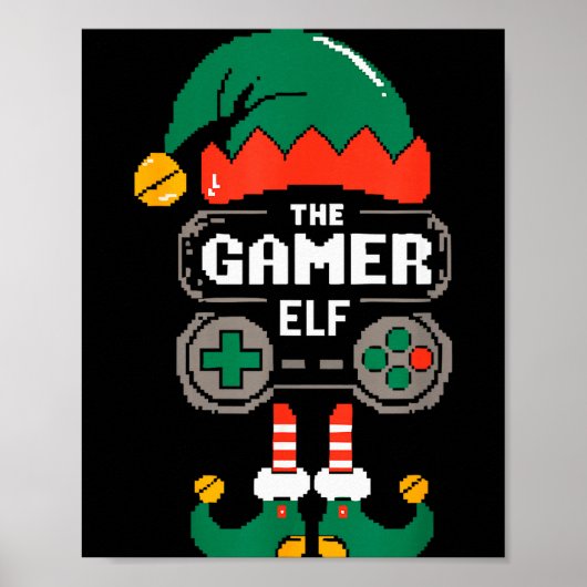 Gamer Elf Matching Family Group Christmas Party Py Poster (Voorkant)