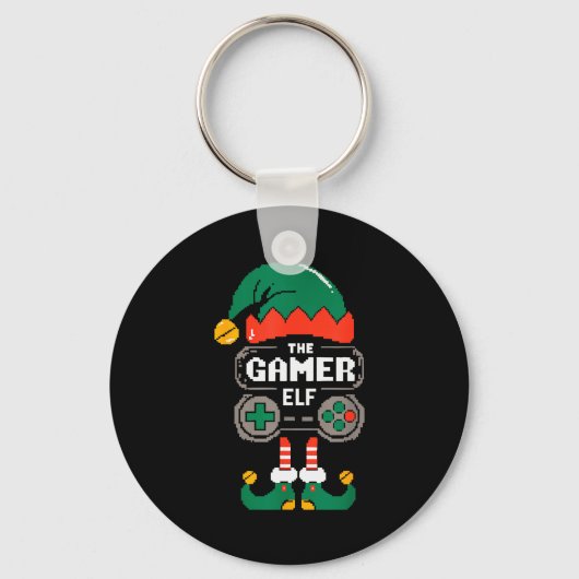Gamer Elf Matching Family Group Christmas Party Py Sleutelhanger (Voorkant)