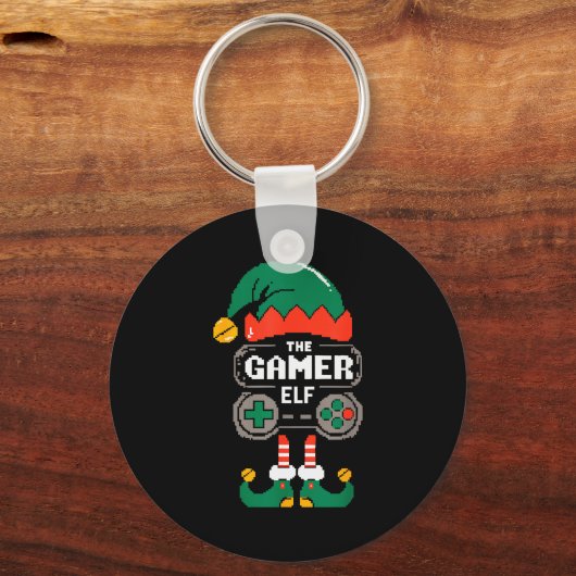 Gamer Elf Matching Family Group Christmas Party Py Sleutelhanger (Voorkant)