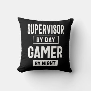 Gamer- en Supervisor-taaktitel Kussen