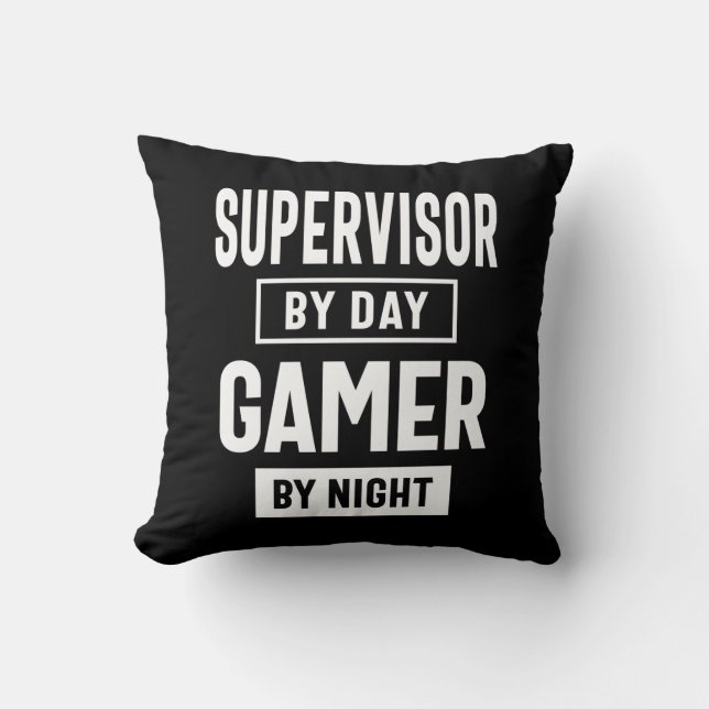 Gamer- en Supervisor-taaktitel Kussen (Voorkant)