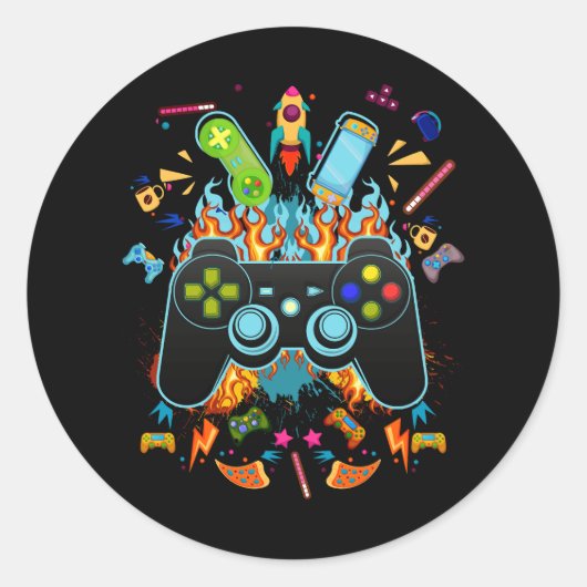 Gamer Esthetische Graphic Gaming Videogames Gamepa Ronde Sticker (Voorkant)
