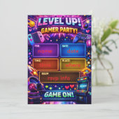 Gamer Feest Uitnodiging | Videospel Verjaardag (Staand voorkant)