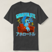 Gamer Fish Aolotl Playing Video Games K T-shirt (Design voorkant)